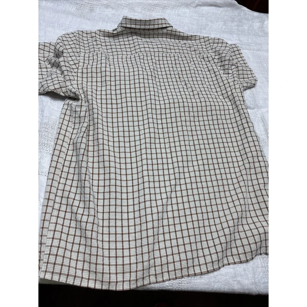 Men's The North Face‎ Brown Check Modal Hiking Button Up Shirt Size XL